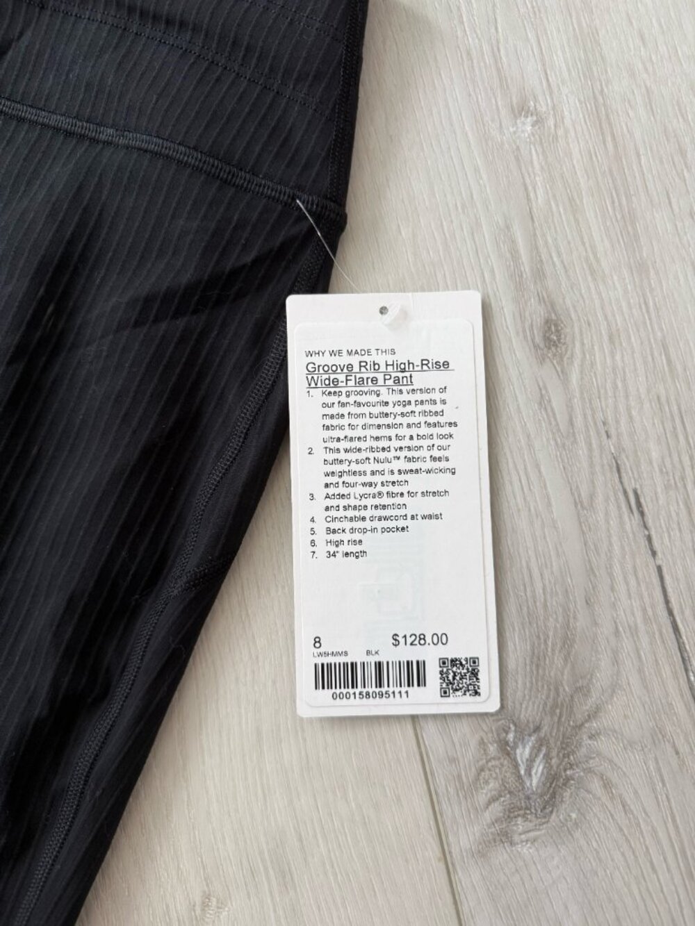 Lululemon - Groove Ribbed High-Rise Wide Flare - Black - Size 8 - Picture 3 of 5